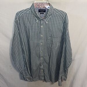 Casa C Moda Men’s Dress Shirt Size 2XL Blue Teal Gingham Business Thick Formal